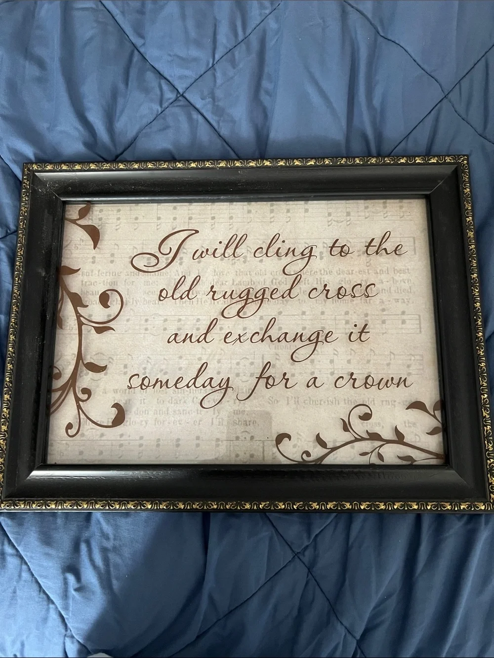 Framed Inspirational Wall Art - Black Frame with Brown Script